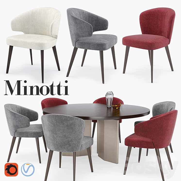 “Minotti Aston “”Dining”” set” 3DS Max - thumbnail 1