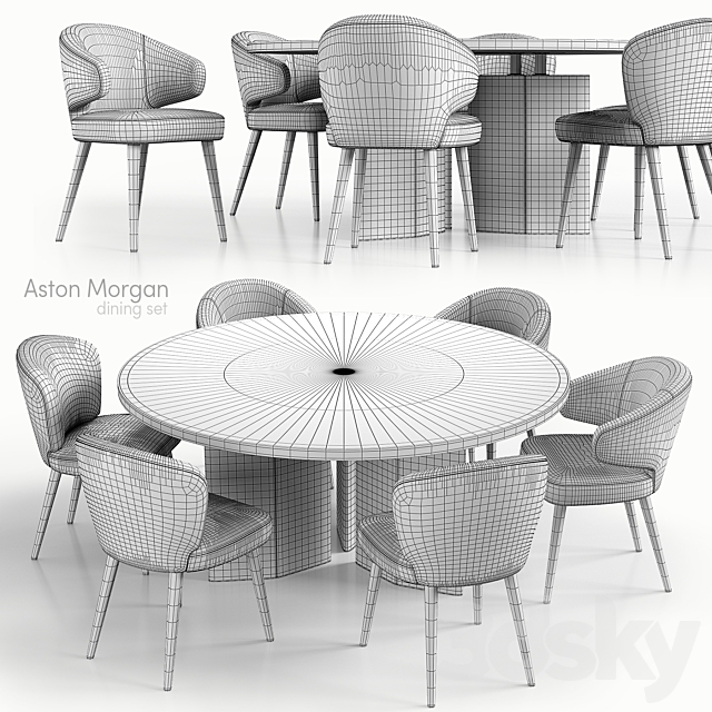 Minotti aston morgan dining set 3DS Max Model - thumbnail 2