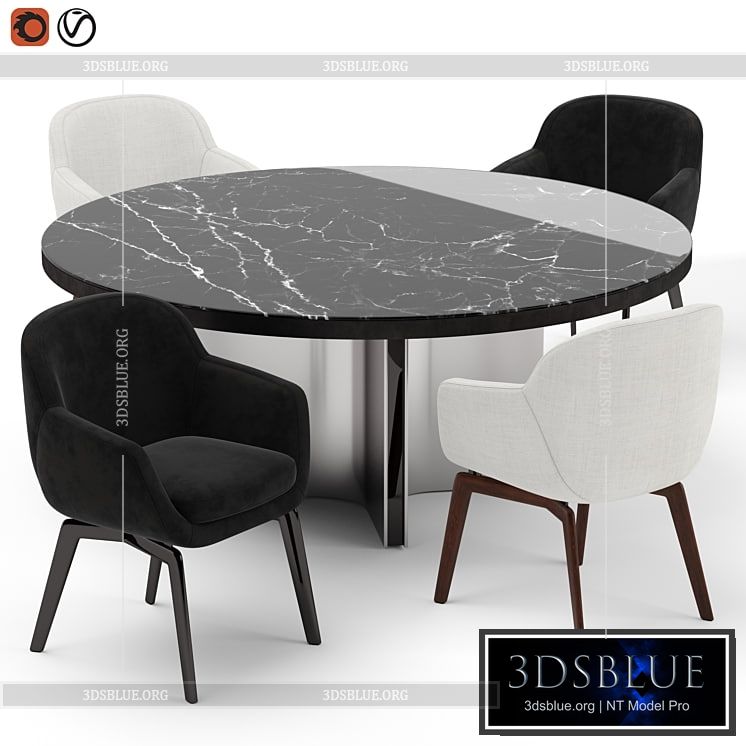 Minotti Belt chair and Marvin table 3DS Max - thumbnail 3