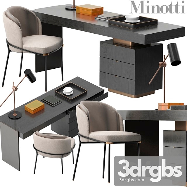 Minotti Carson Desk Set 3dsmax Download - thumbnail 1