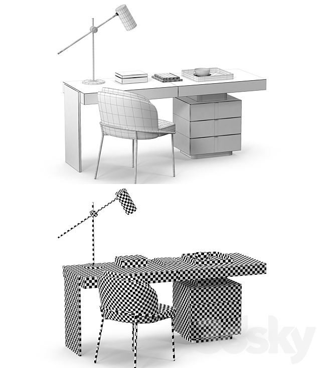 Minotti Carson desk set 3DSMax File - thumbnail 3