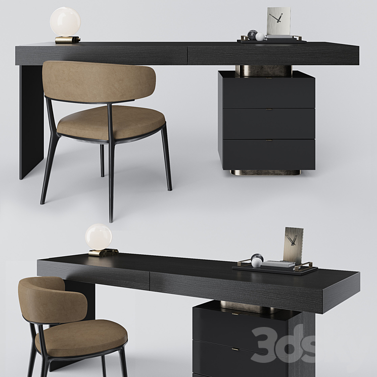 Minotti Carson Writing Desk and B & B Italia Caratos 3DS Max - thumbnail 1