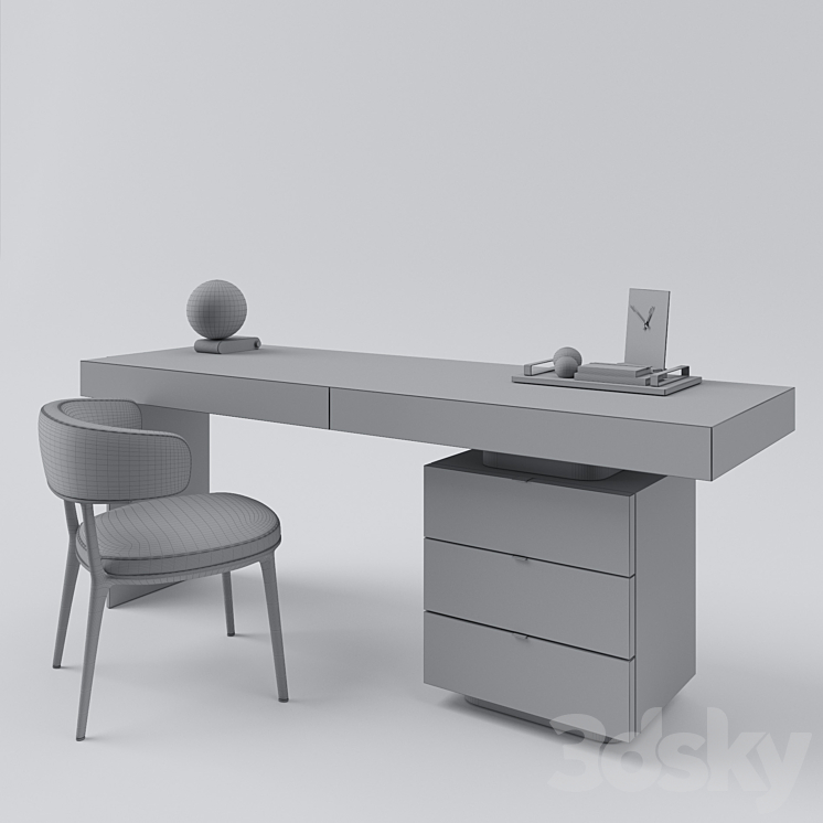 Minotti Carson Writing Desk and B & B Italia Caratos 3DS Max - thumbnail 2