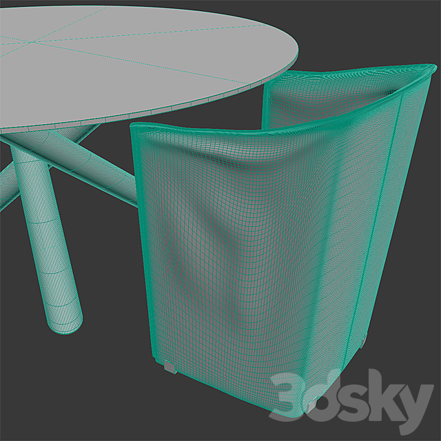 minotti case hair + van dyck table 3DS Max Model - thumbnail 3