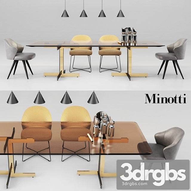 Minotti Catlin Dining Table And Leslie Dining Chairs 1 3dsmax Download - thumbnail 1