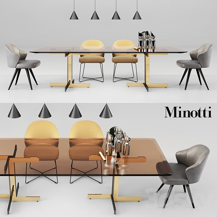 Minotti Catlin Dining Table and Leslie Dining Chairs 3DS Max - thumbnail 1