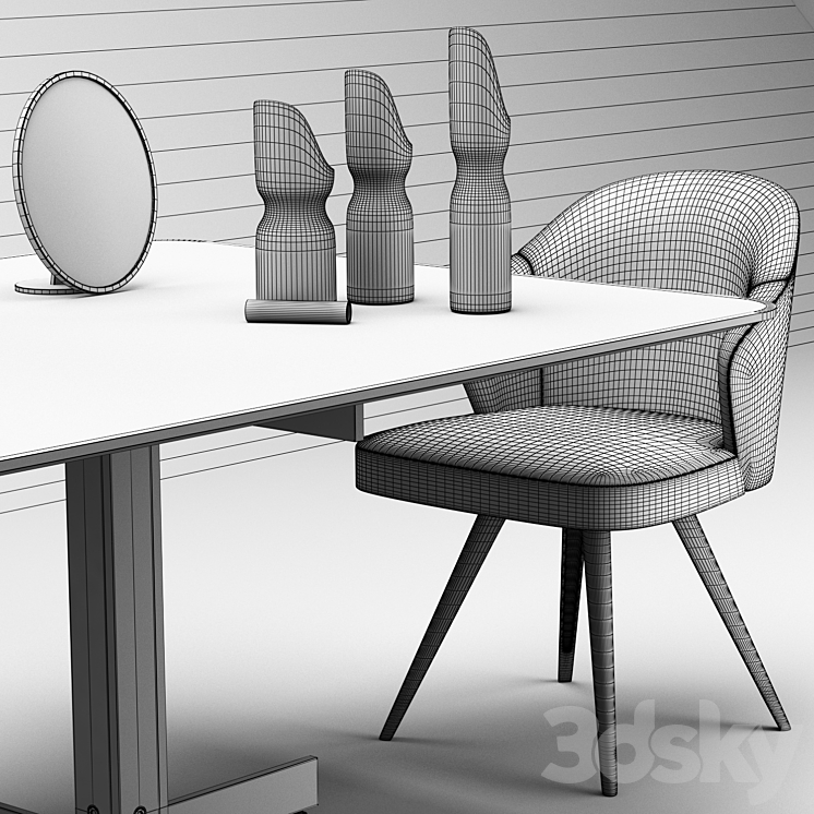 Minotti Catlin Dining Table Leslie Dining Chairs 3DS Max - thumbnail 2