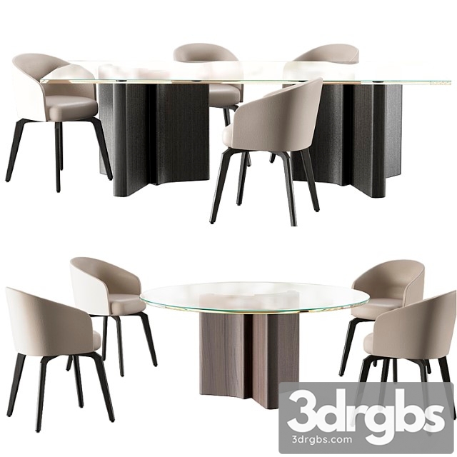 Minotti chair amelie dining table 2 3dsmax Download - thumbnail 1