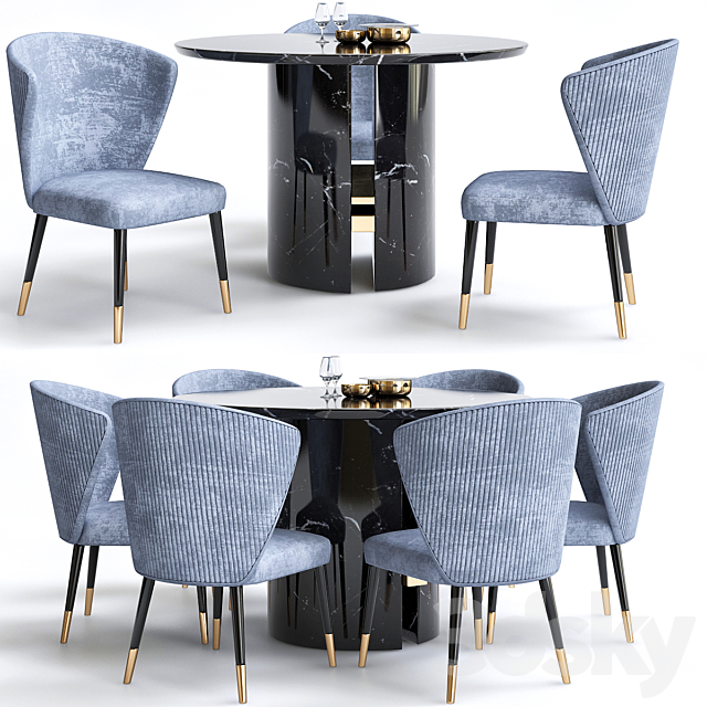 Minotti Chair and table 3DSMax File - thumbnail 1