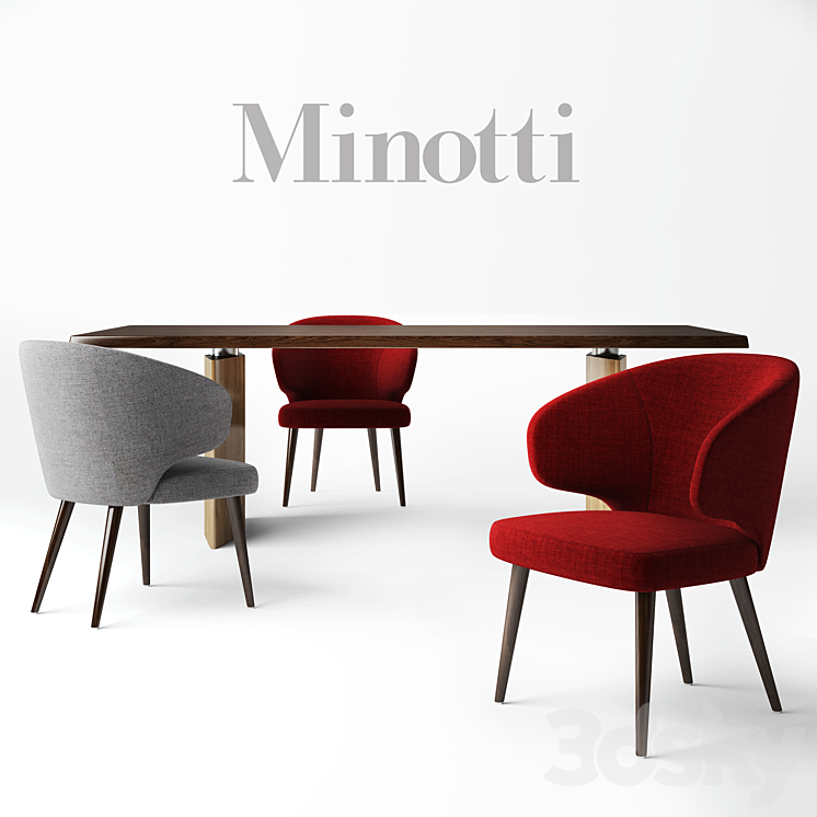 Minotti: chair ASTON table MORGAN 3DS Max - thumbnail 1