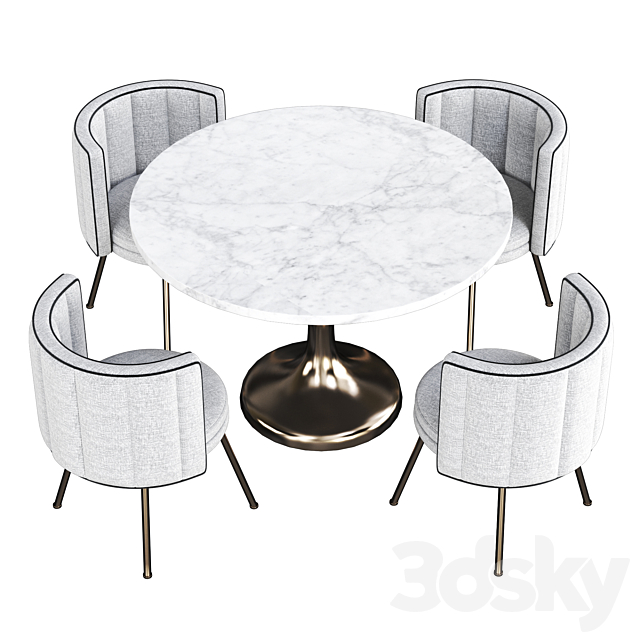 Minotti chair with dining table 3DSMax File - thumbnail 2