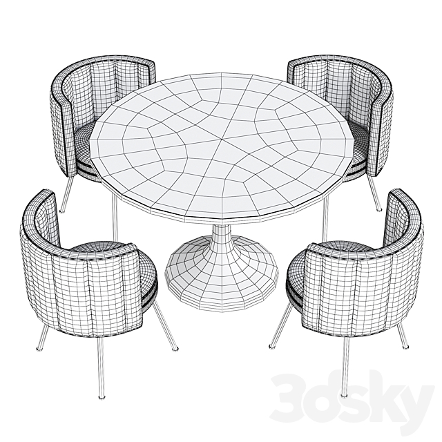 Minotti chair with dining table 3DSMax File - thumbnail 3