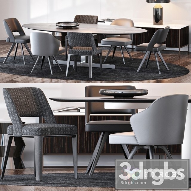 Minotti Dining Set 15 3dsmax Download - thumbnail 1