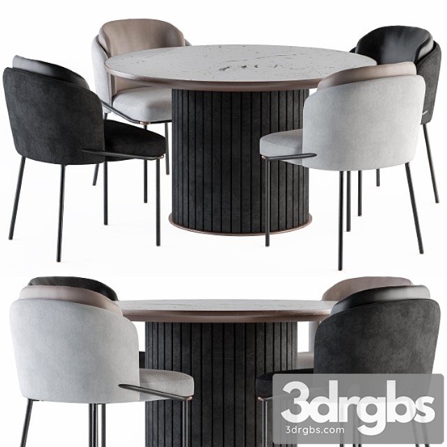 Minotti Dinning Round Table And Chair 3dsmax Download - thumbnail 1