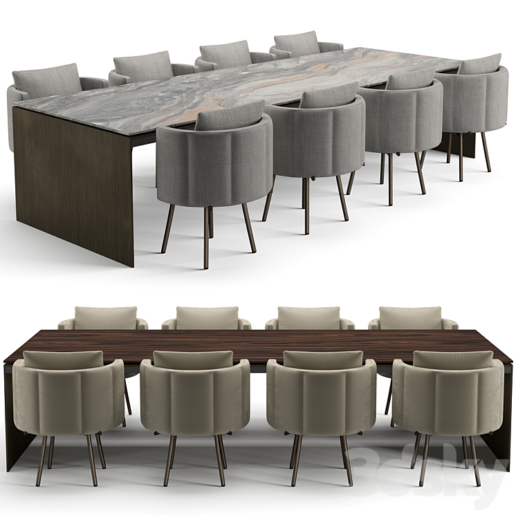 Minotti dinning set 3DS Max - thumbnail 1