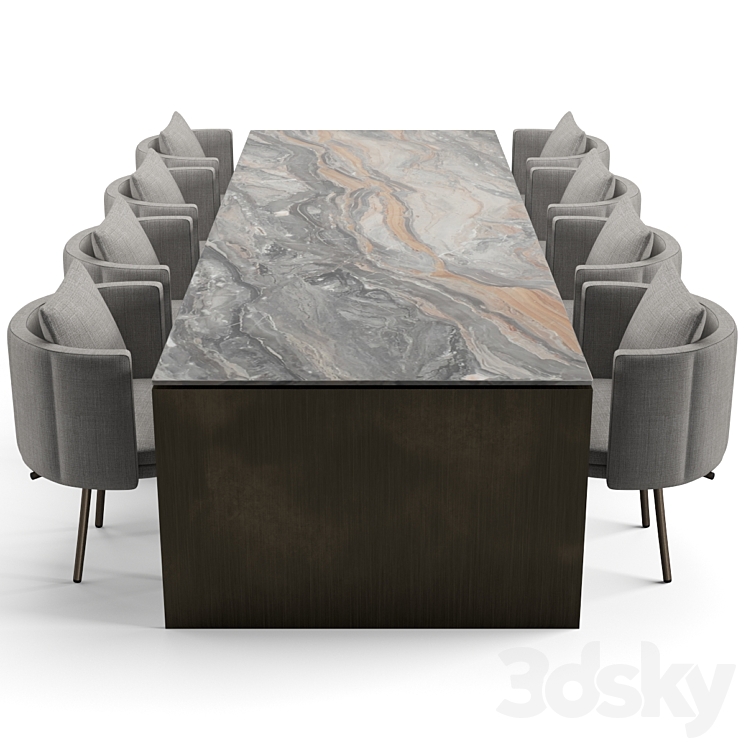 Minotti dinning set 3DS Max - thumbnail 2