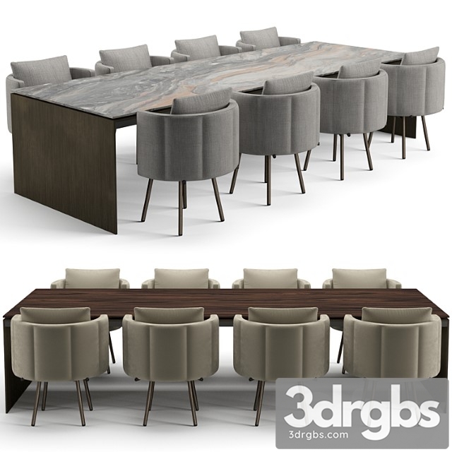 Minotti Dinning Set 3dsmax Download - thumbnail 1