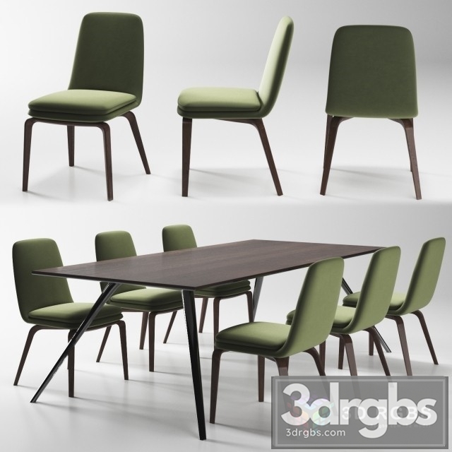 Minotti Evans York Table and Chair 3dsmax Download - thumbnail 1