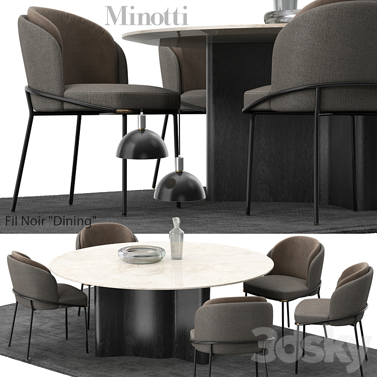 Minotti Fil noir set 3DS Max - thumbnail 1