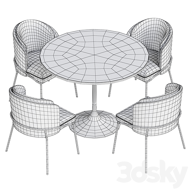 MInotti Fill noir chair with table 3DSMax File - thumbnail 3