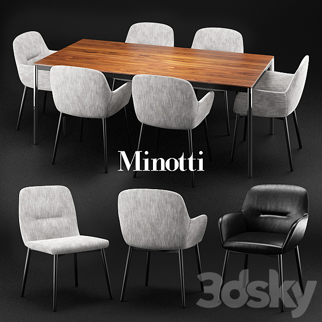 Minotti Flavin chair & Jorn table 3DSMax File - thumbnail 1