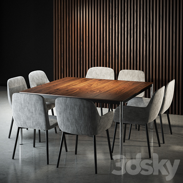 Minotti Flavin chair & Jorn table 3DSMax File - thumbnail 2