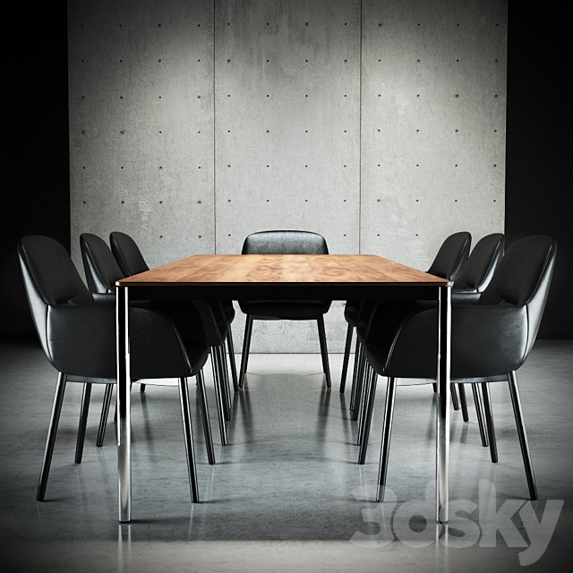 Minotti Flavin chair & Jorn table 3DSMax File - thumbnail 3