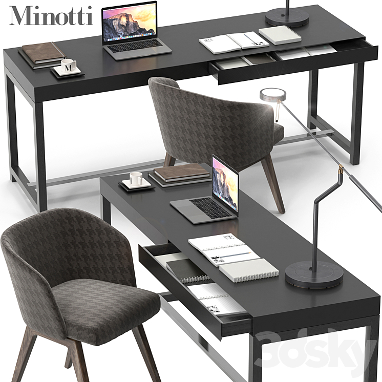 Minotti Fulton desk set 3DS Max - thumbnail 1