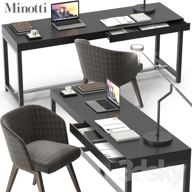 Minotti Fulton desk set 3DS Max - thumbnail 3