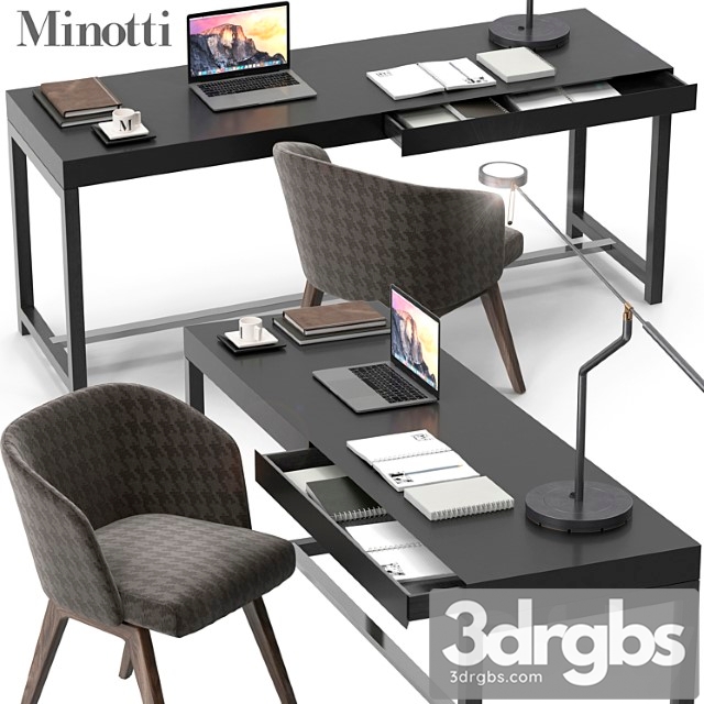 Minotti Fulton Desk Set 3dsmax Download - thumbnail 1