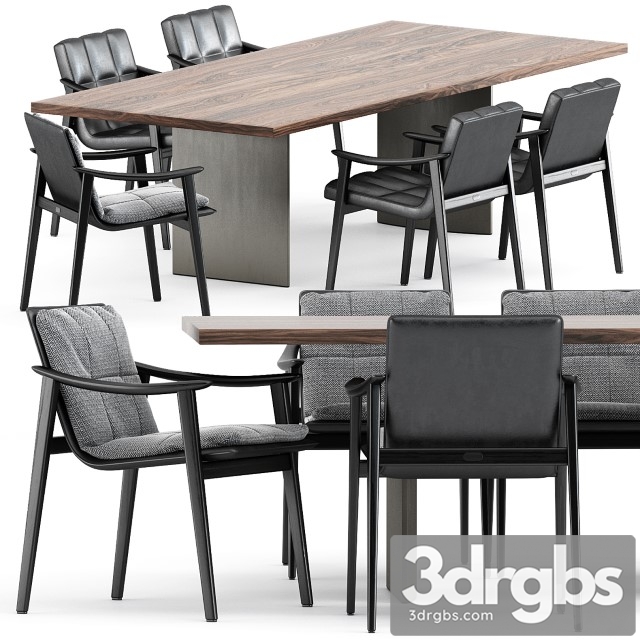 Minotti Fynn Chair Linha Dining Table 3dsmax Download - thumbnail 1