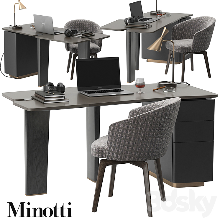 Minotti Jacob desk set 3DS Max - thumbnail 1