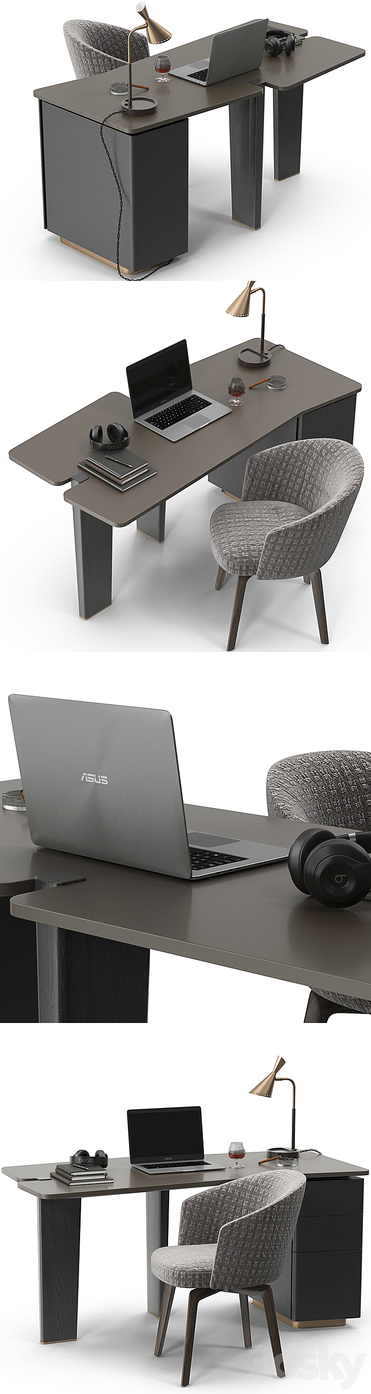 Minotti Jacob desk set 3DS Max - thumbnail 2