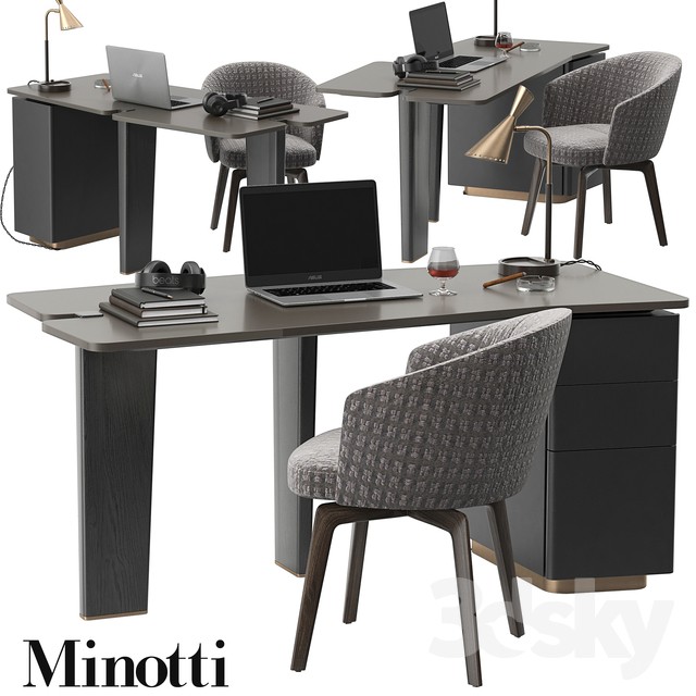 Minotti Jacob desk set 3DS Max - thumbnail 3