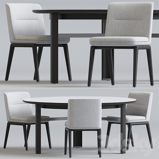 Minotti Lance chair set 3DSMax File - thumbnail 1