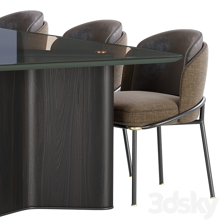 Minotti lou dining table & chair fil noir 3DS Max - thumbnail 2