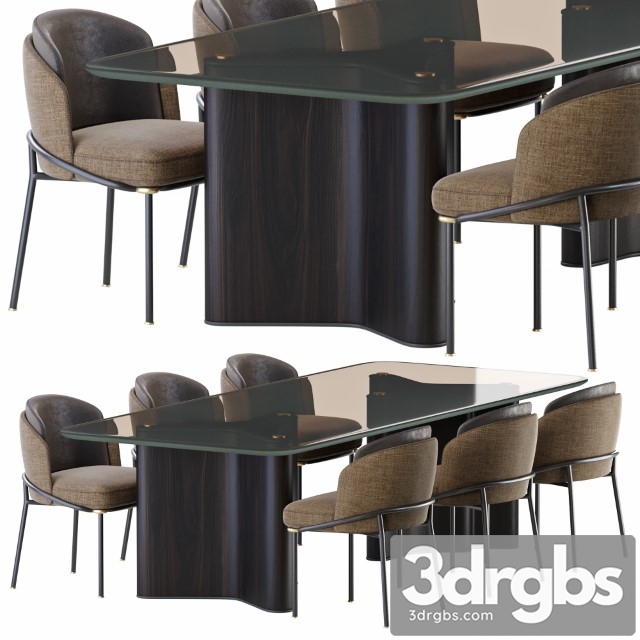 Minotti Lou Dining Table Chair Fil Noir 3dsmax Download - thumbnail 1