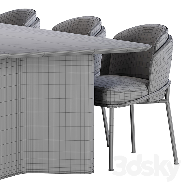 Minotti lou dining table & chair fil noir 3DSMax File - thumbnail 3