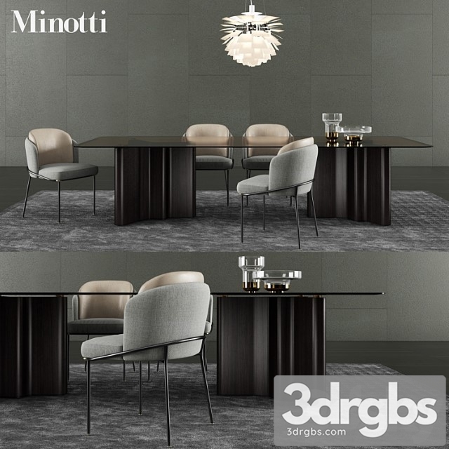 Minotti lou dining table & fil noir dining chair 2 3dsmax Download - thumbnail 1