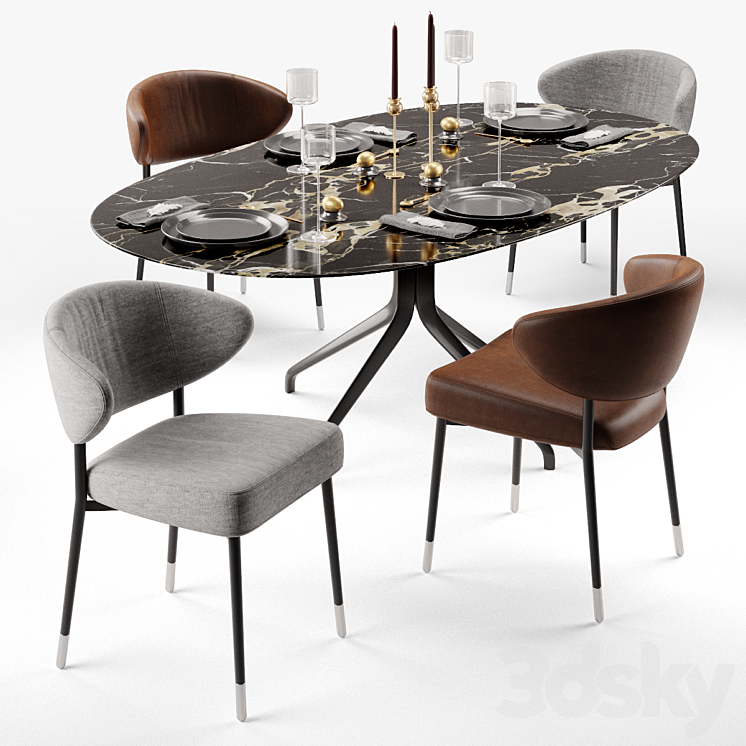 Minotti Mills and Claydon table 3DS Max - thumbnail 1