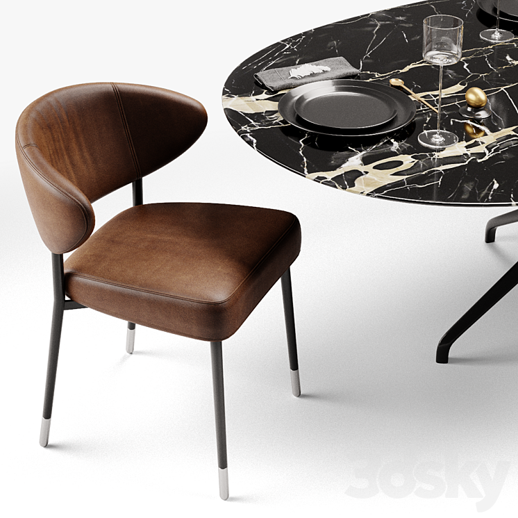 Minotti Mills and Claydon table 3DS Max - thumbnail 2