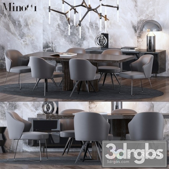 Minotti Moderm Dining Table 3dsmax Download - thumbnail 1