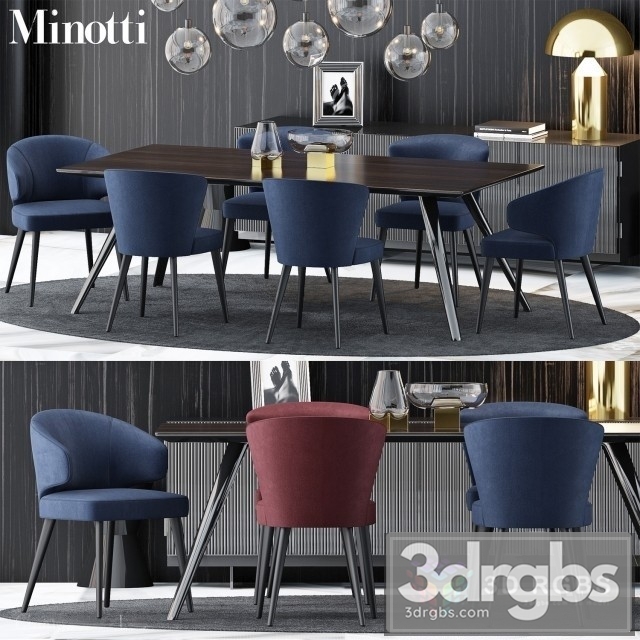 Minotti Moderm Table and Chair 3dsmax Download - thumbnail 1