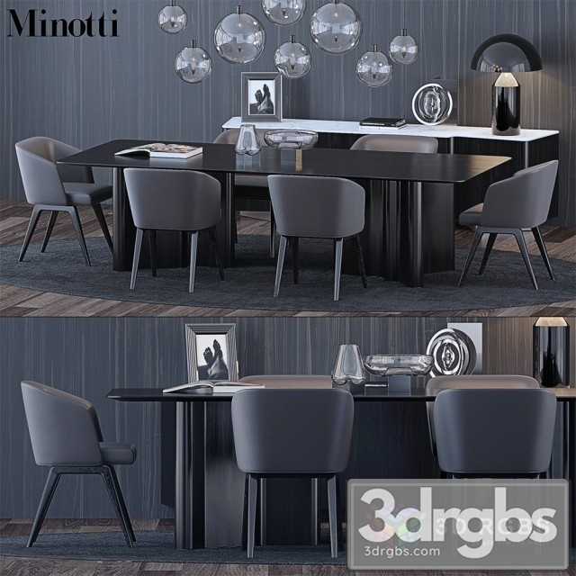 Minotti Modern Dining Set 2 3dsmax Download - thumbnail 1