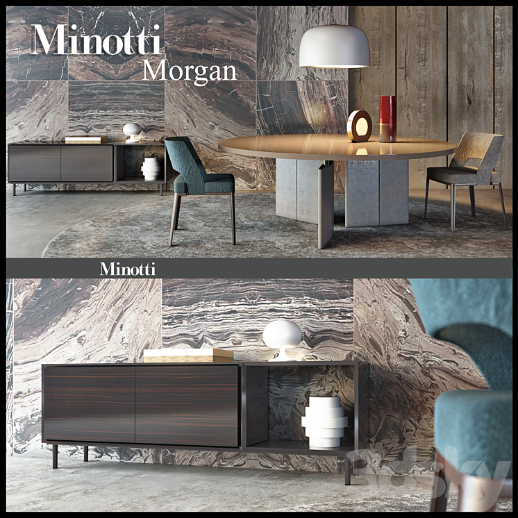 Minotti Morgan Dining Furnuture 3DS Max - thumbnail 1