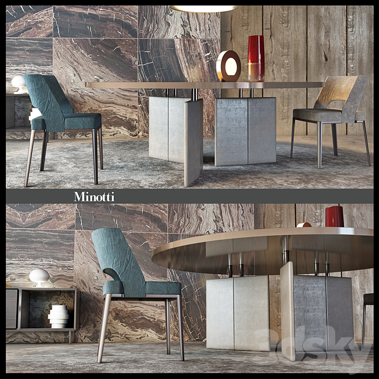 Minotti Morgan Dining Furnuture 3DS Max - thumbnail 2