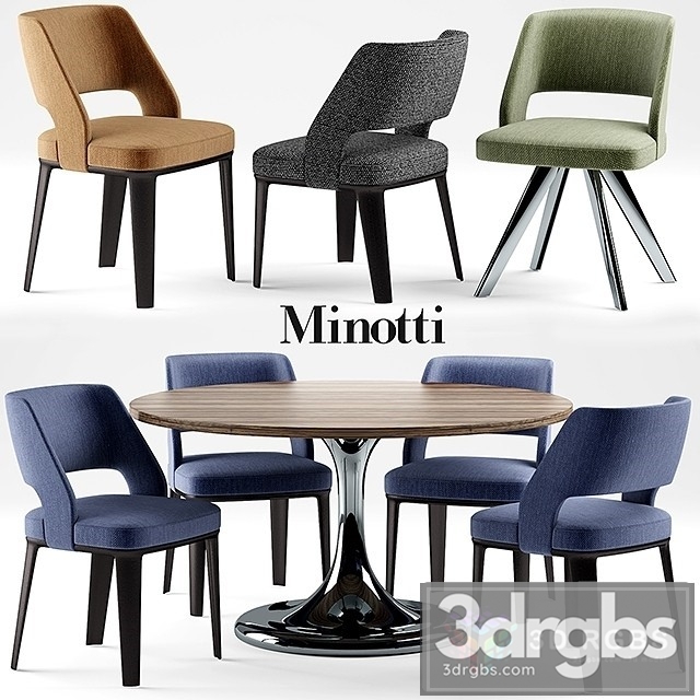 Minotti Neto Table Owens Chair 3dsmax Download - thumbnail 1