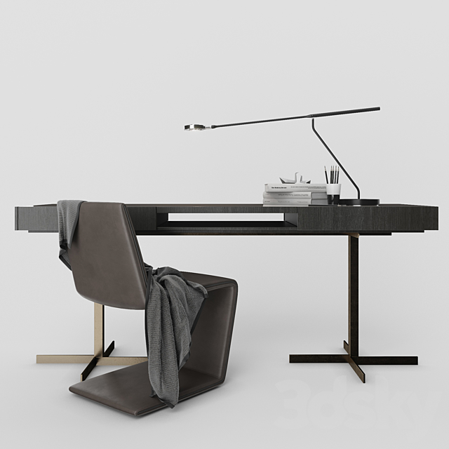 Minotti Phillips chair and Close “Writing Desk” 3DSMax File - thumbnail 1