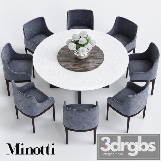 Minotti Round Chair and Table 3dsmax Download - thumbnail 1