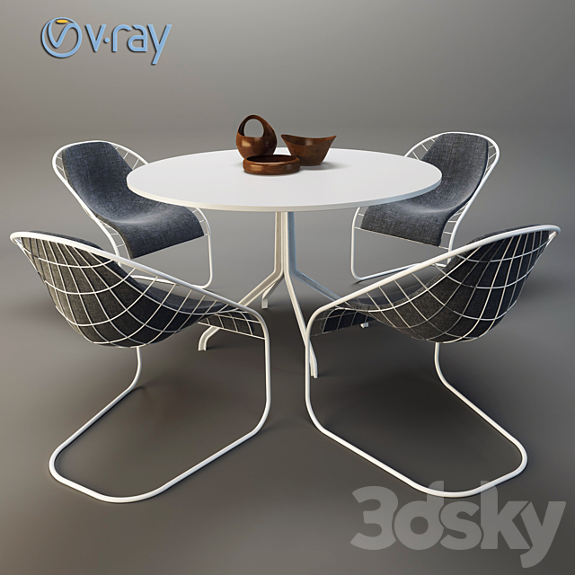 MINOTTI SPACE table with chairs 3DS Max Model - thumbnail 1